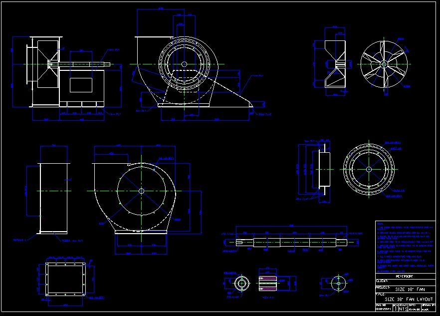 Engineering drawing of a size 30 chopper booster fan