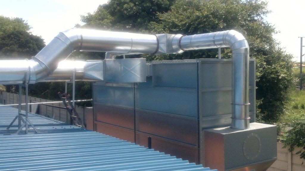 Rooftop general ventilation ducting and air handling unit
