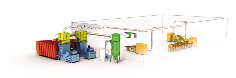 3D layout of a paper waste extraction system
